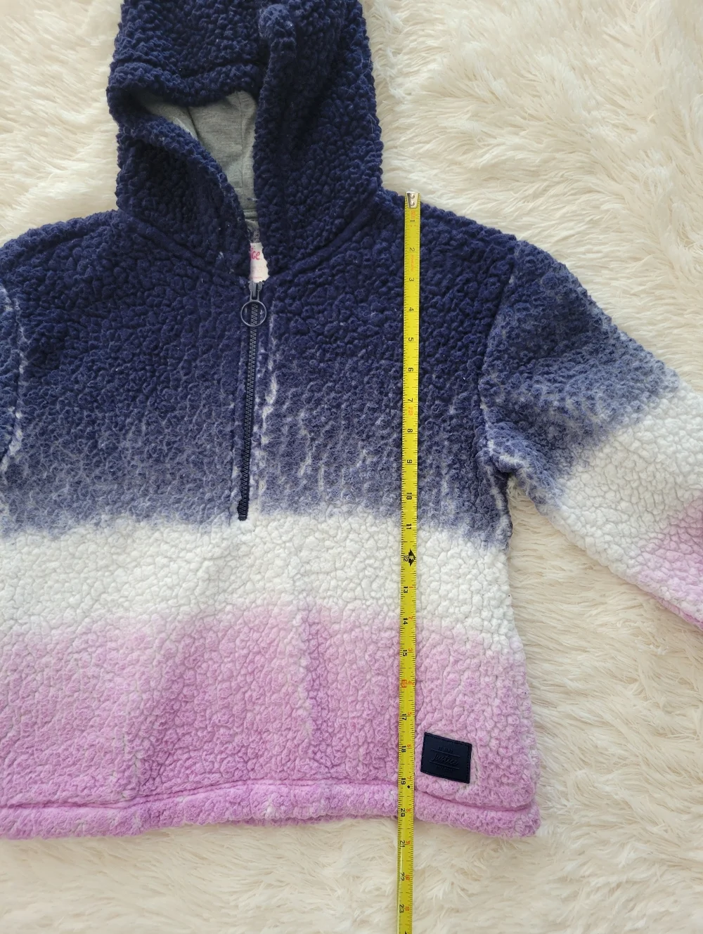 Justice Navy & Purple Ombre Half Zip Sherpa Hoodie Girls Size 12/14